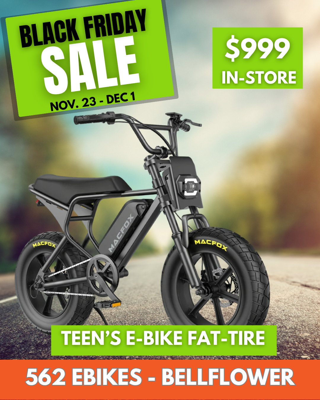 Macfox M16 Fat-Tire Youth Electric Bike - Teenagers' E-bike