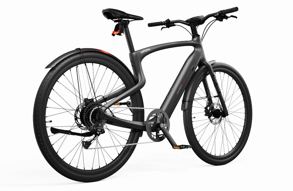 carbon trekking e bike Urtopia Electric 1 Pro Color:White Mountains / Black Reflecitve Milord Fahrrad Weidenkorb Damenfahrrad 27.5 Zoll Fusion Pro looks as