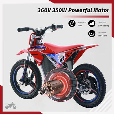 KOZRUNS Kids Electric Dirt Bike 500W 18.6MPH Red