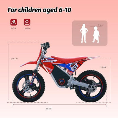 KOZRUNS Kids Electric Dirt Bike 500W 18.6MPH Red