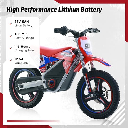 KOZRUNS Kids Electric Dirt Bike 500W 18.6MPH Red