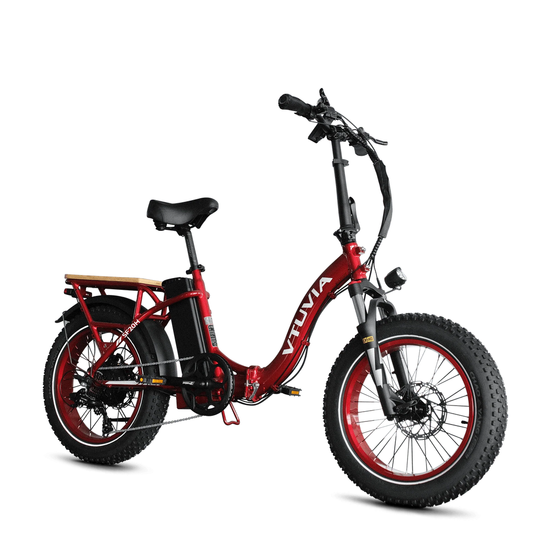 VTUVIA SF20H Folding Electric Bike – Step-Through Design, 330 lb Payload, Front Suspension, 7-Speed Shimano Gears