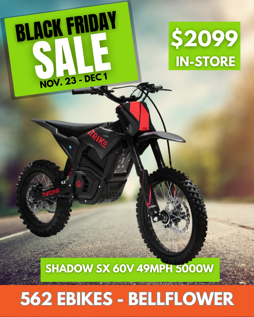 Strike Shadow SX - 49mph 60V E-Moto